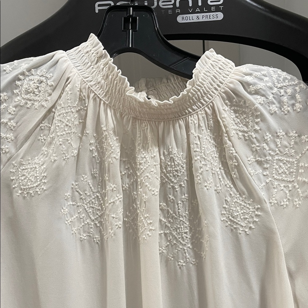 LOFT Cream Embroidered Blouse - Picture 4 of 4